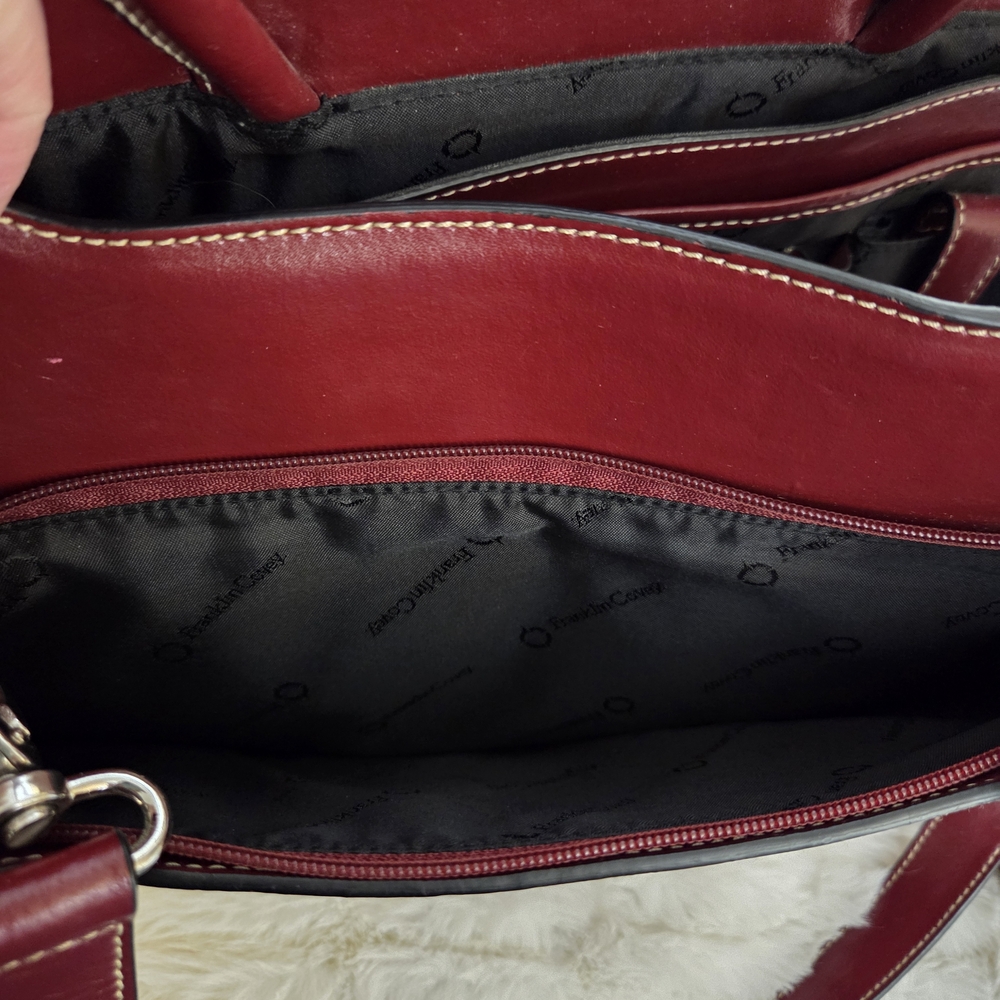 Franklin Covey Elegant Burgundy Leather Briefcase Bag Preloved - Picture 8 of 13
